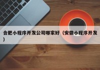 合肥小程序开发公司哪家好（安徽小程序开发）