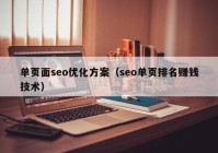 单页面seo优化方案（seo单页排名赚钱技术）