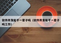 软件开发能干一辈子吗（软件开发能干一辈子吗工作）