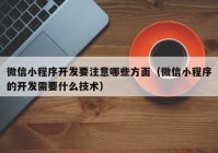 微信小程序开发要注意哪些方面（微信小程序的开发需要什么技术）