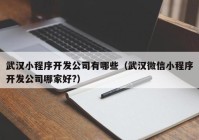 武汉小程序开发公司有哪些（武汉微信小程序开发公司哪家好?）