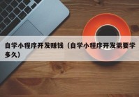 自学小程序开发赚钱（自学小程序开发需要学多久）