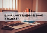 在seo优化中以下说法正确的是（seo常见的优化技术）