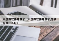 不想做软件开发了（不想做软件开发了,想转行做什么好）